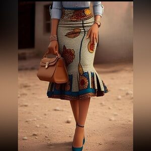 NEW Floral Print Skirt with elastic waist. Fits the curves.